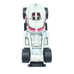Voiture miniature futuriste blanche et rose