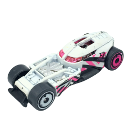 Voiture miniature futuriste blanche et rose