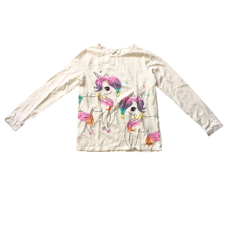 T-shirt manches longues licornes H&M fille 8/10 ans
