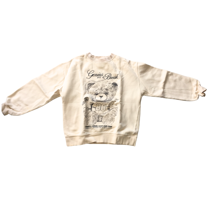 Sweat écru Zara fille 12/13 ans avec ours imprimé