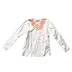 T-shirt manches longues Monnalisa fille 10 ans avec fleurs en relief