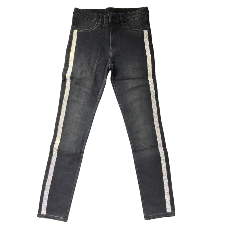 Jean skinny noir &Denim fille 10/11 ans avec bandes strass