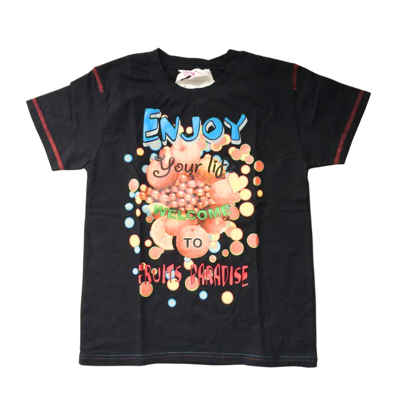 T-shirt noir imprimé Lea Fashion taille L