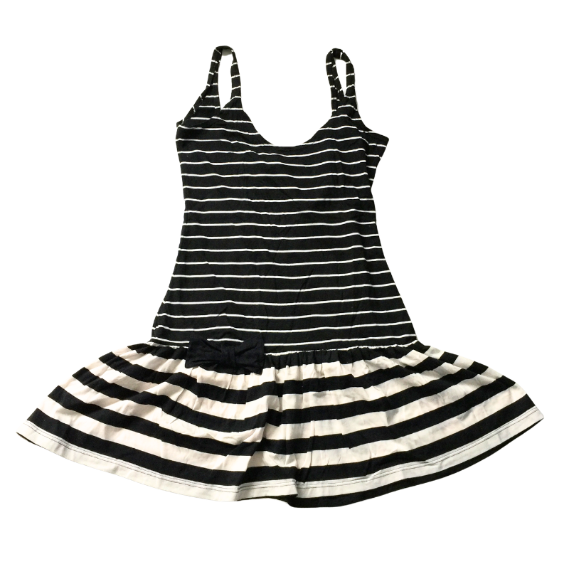 Robe rayée noire et écrue à bretelles – Taille S