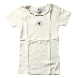 T-shirt Petit Bateau écru à cœur – 10 ans