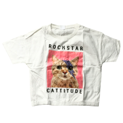 T-shirt Zara Rockstar Cattitude écru – 10 ans