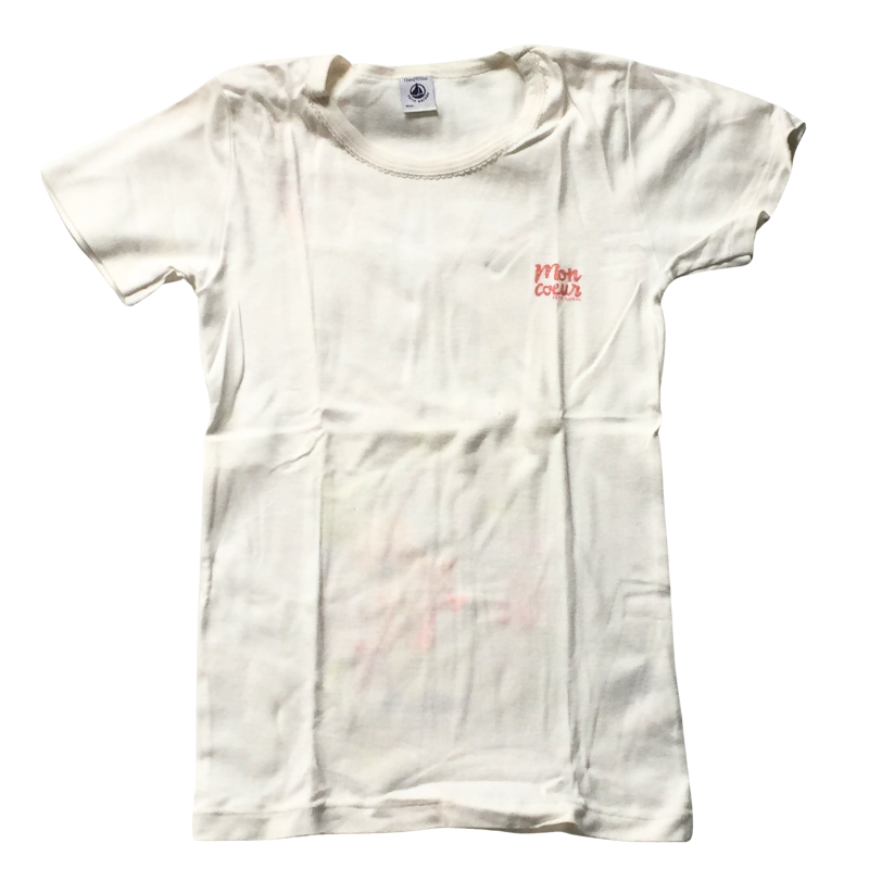 T-shirt Petit Bateau écru “Mon cœur” – 12 ans