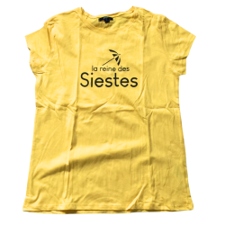 T-shirt Kiabi jaune “La reine des siestes” – Taille M