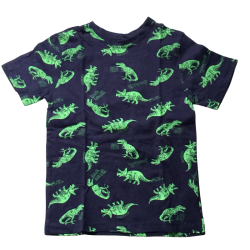 T-shirt Primark bleu marine à dinosaures – 7/8 ans