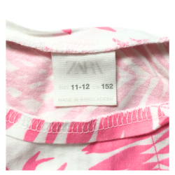 T-shirt Zara blanc à feuilles roses – 11/12 ans