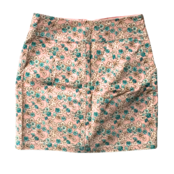 Jupe H&M fleurie rose avec zip apparent – Taille 34