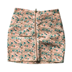 Jupe H&M fleurie rose avec zip apparent – Taille 34