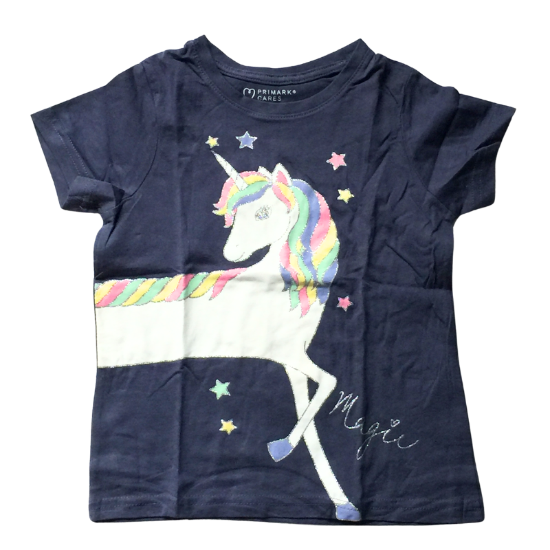T-shirt Primark licorne bleu marine – 6/7 ans