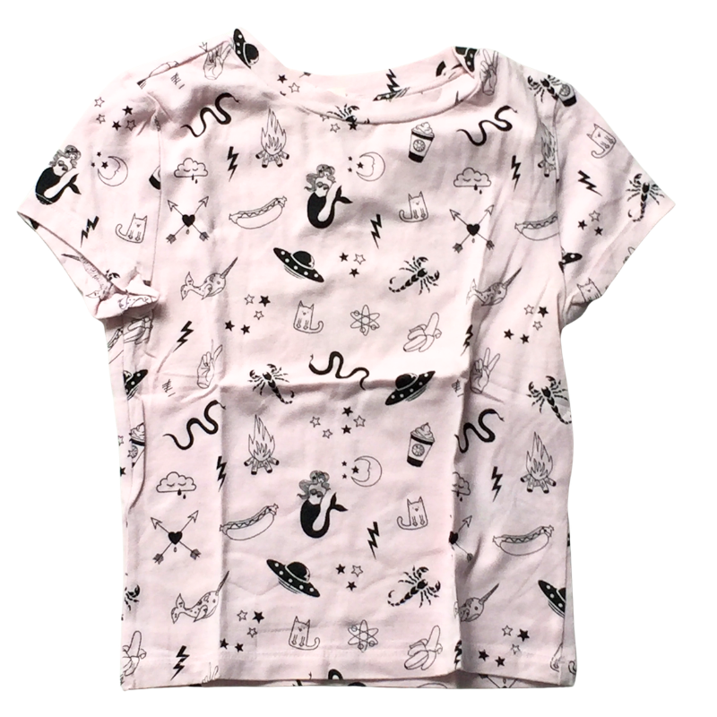 T-shirt H&M rose pâle à motifs – Taille XS