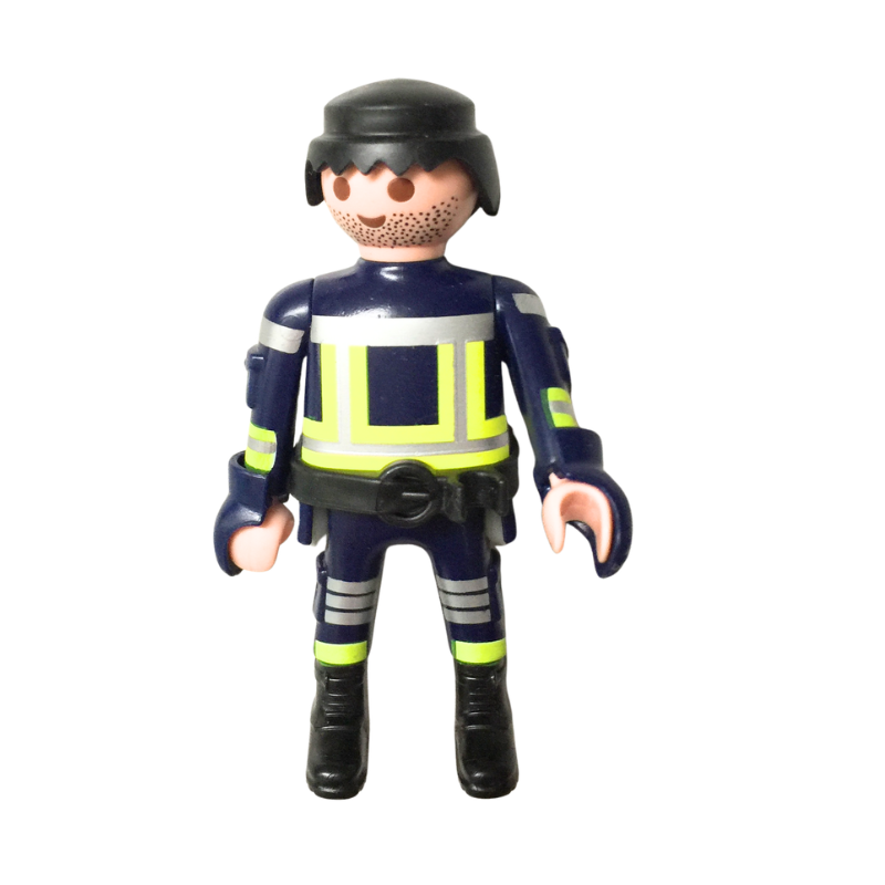 Figurine Playmobil pompier bleu marine