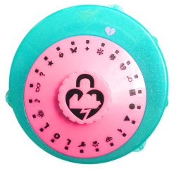 Coffret jouet rond turquoise et rose