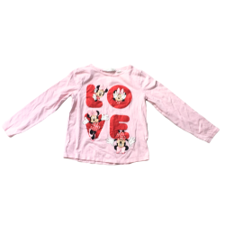 T-shirt manches longues H&M Minnie Love rose – 6/8 ans