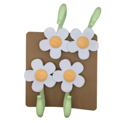 Lot de 4 crochets ventouse marguerite blancs et verts