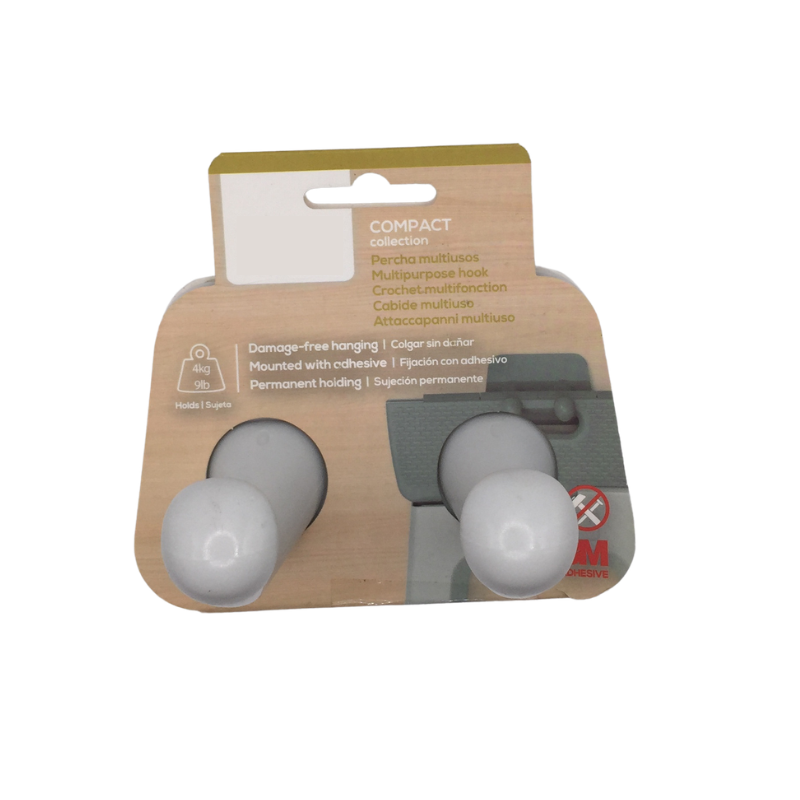 Lot de 2 crochets adhésifs Compact gris 3M