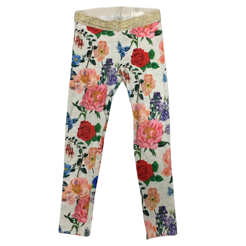 Legging H&M fleuri avec taille dorée – 5/6 ans