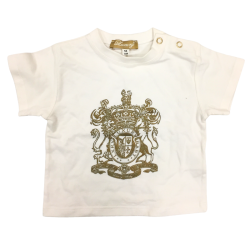 T-shirt bébé Luxury blanc à blason doré – 3 mois