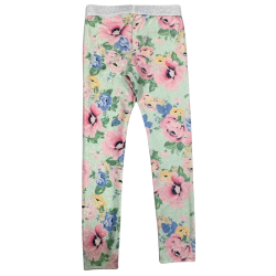 Legging H&M fleuri vert pailleté – 6/7 ans
