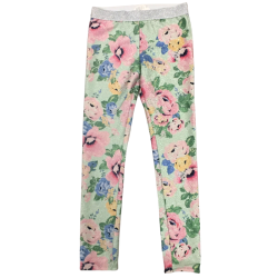 Legging H&M fleuri vert pailleté – 6/7 ans