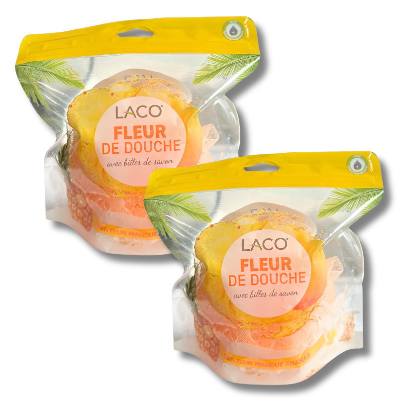 Lot de 2 - Fleur de douche avec Billes de Savon - Mangue