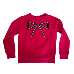 Sweat Fille Rose Framboise – Détail Nœud Chic en Relief