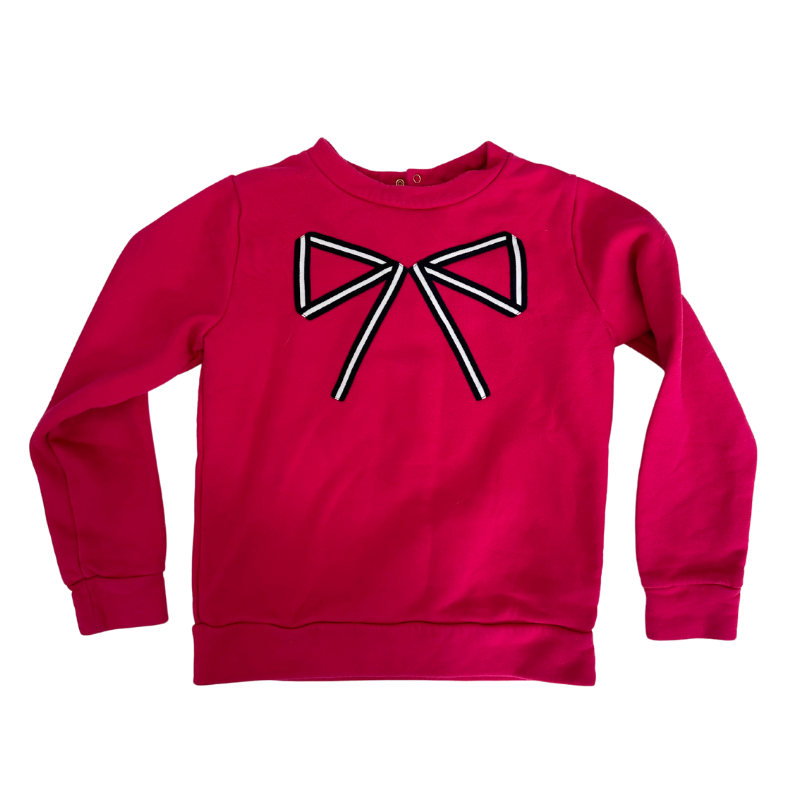 Sweat Fille Rose Framboise – Détail Nœud Chic en Relief Sweat Fille Rose Framboise – Détail Nœud Chic en Relief