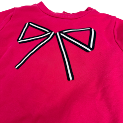 Sweat Fille Rose Framboise – Détail Nœud Chic en Relief