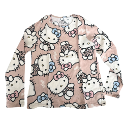 T-shirt Hello Kitty à manches longues – Rose Nude & Motif All Over Léopard