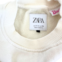 Sweatshirt oversize Barbie – Blanc cassé & imprimé glitter doré