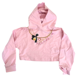 Sweat à capuche rose Monnalisa – Détail bijou fantaisie brodé