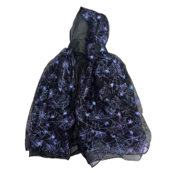 Cape noire d’Halloween – Toiles d’araignées scintillantes