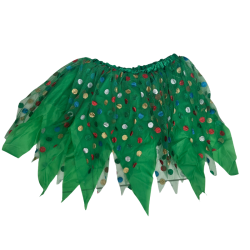 Jupe verte de déguisement – Pois multicolores pailletés