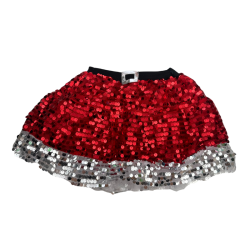 Jupe de fête rouge à sequins – Style Mère Noël scintillante