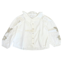 Blouse blanche brodée à manches longues – H&M – 10/11 ans