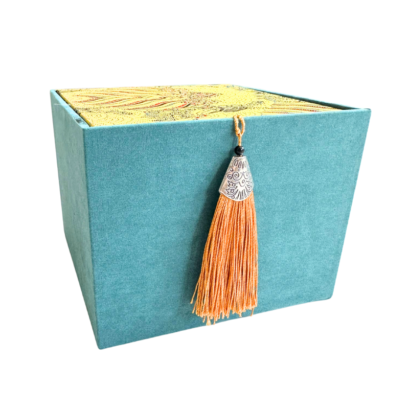 Boîte à trésors orientale – Rangement raffiné à pompon doré